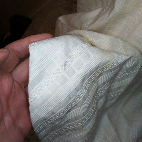 Vintage 50's Handmade Bow Trimmed Embroidered Stripe Ivory Brocade Wedding Dress - Picture 12 of 13